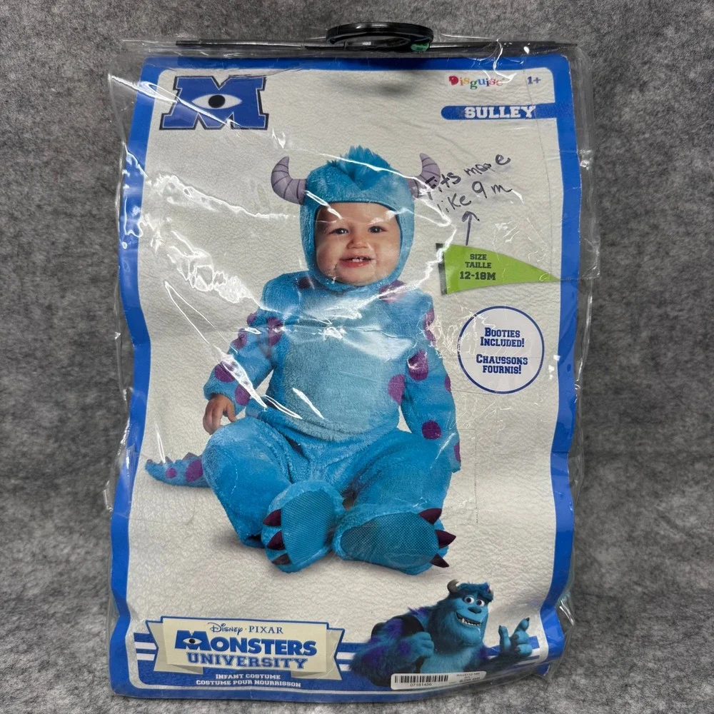 Monsters Inc Sulley Costume Infant 12-18 Months Disney Pixar Blue Fleece